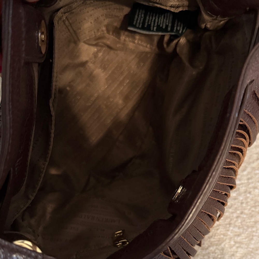Ralph Lauren - Western Chic Brown Fringe Leather Bucket Bag - Picture 8 of 9